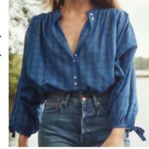 Doen Blue & Green Plaid Top size XS